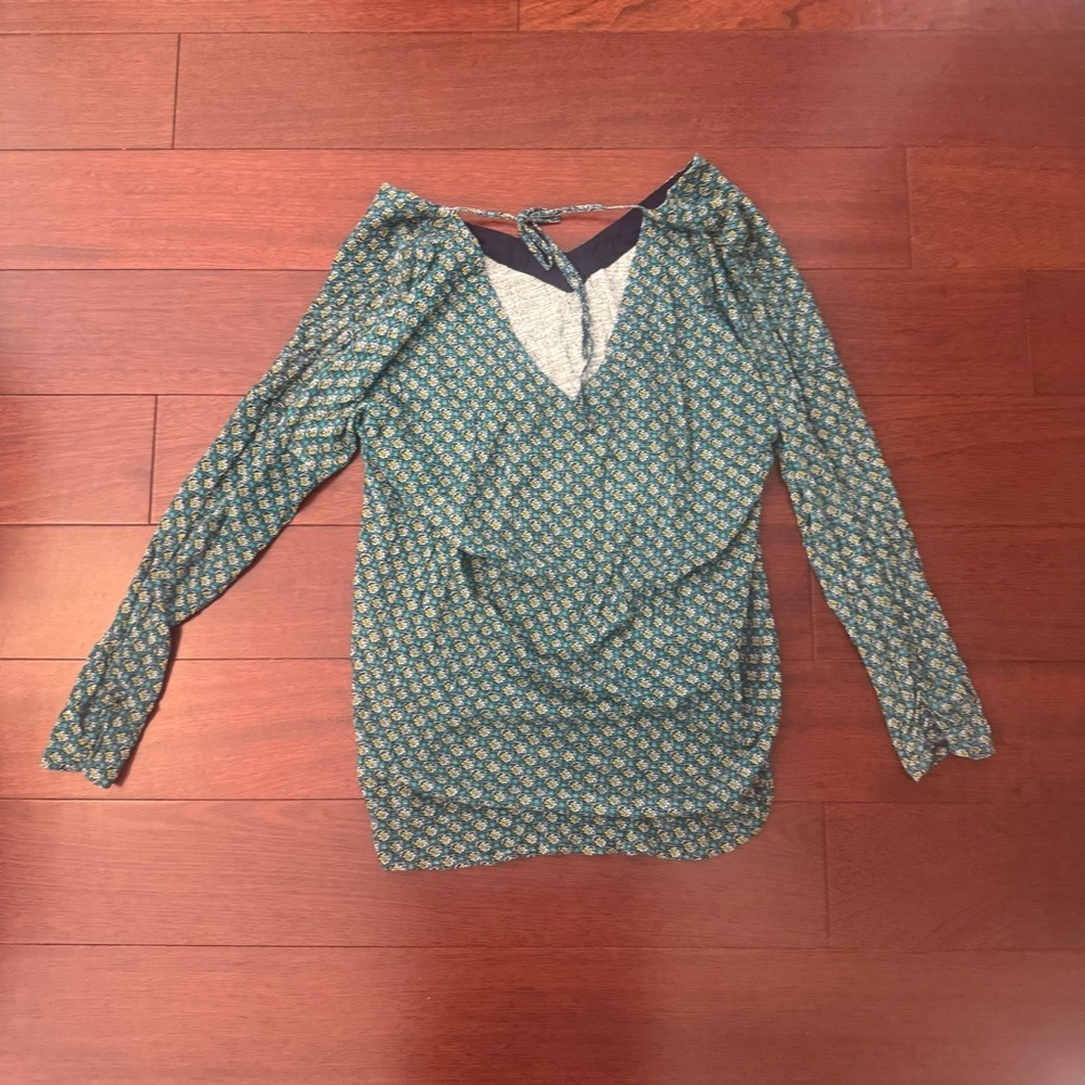 Lucky Brand Floral Print Tie-Back Blouse XL - Picture 4 of 5